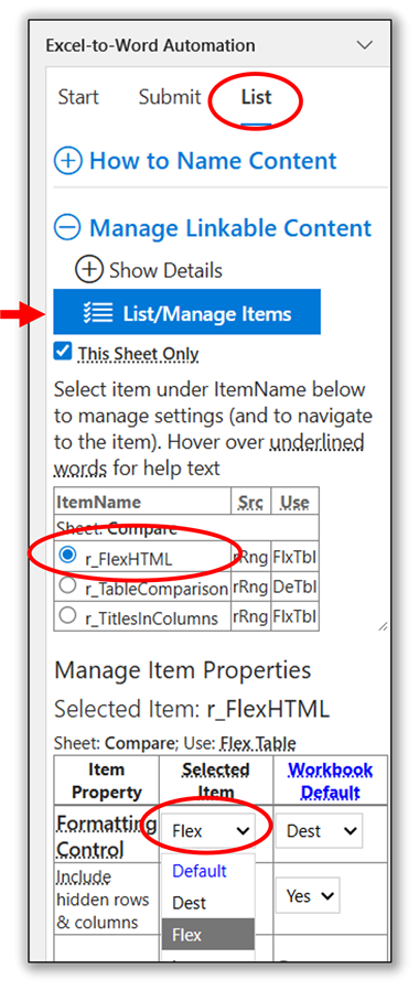 Steps to switch to flex table