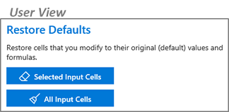 Restore Default Values - User View