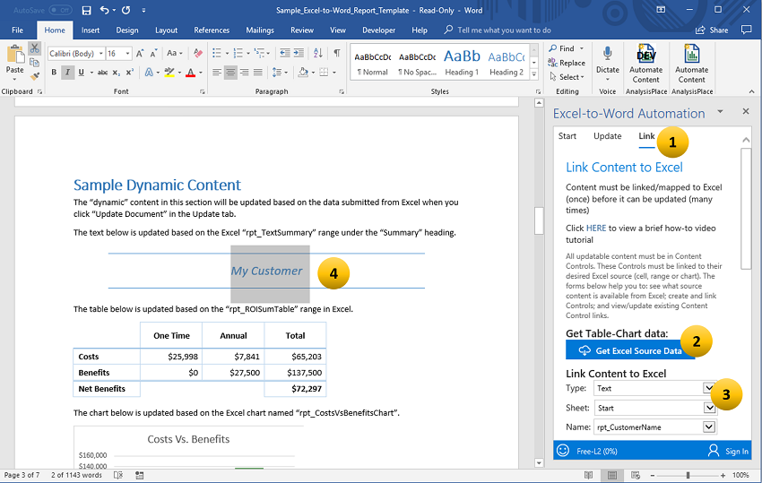 How to get Excel content in Word
